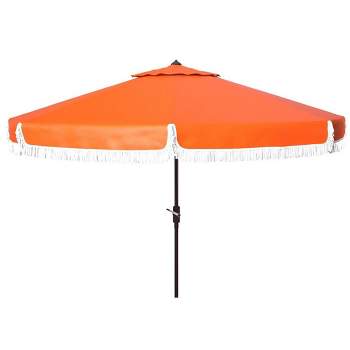 Milan Fringe 9Ft Crank Push Button Tilt Patio Outdoor Umbrella  - Safavieh