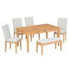 6 Piece Dining Table Set for 6, Farmhouse Kitchen Table Set With Flip-up Storage Bins, Kitchen Breakfast Table Set for Dining Room Kitchen - 2 of 4