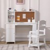 GustoWave Kids Study Desk and Chair Set with Storage Hutch & Cork Board, Wooden Study Table for Children Ages 3-8, White - 2 of 4