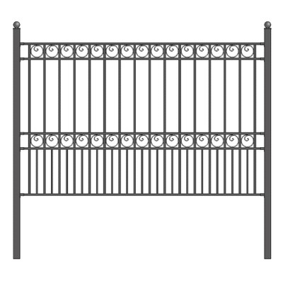 ALEKO Paris Style DIY Iron Wrought Steel Fence 5.5' X 5' High Quality Ornamental Fence