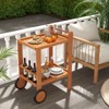 Costway 2-Tier Acacia Rolling Kitchen Trolley Cart Dining Serving Cart Outdoor w/ Wheels - 2 of 4