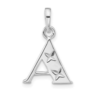 Black Bow Jewelry Sterling Silver, Sabrina Collection, D/C Block Initial  A Pendant - 1 of 4