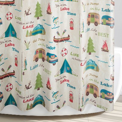 Lake Holiday Multicolor Polyester Microfiber Shower Curtain