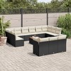 vidaXL Patio Sofa Set with Cushions Outdoor Furniture 14 Piece Poly Rattan - Black and Cream - 2 of 4