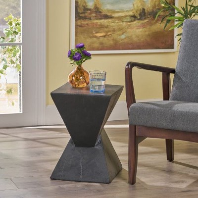 CAVINAS Modern Outdoor End Table,Geometric Patio Side Table for Living Room,Porch,Decorative Accent Table for Indoor&Outdoor Use