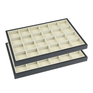 Unique Bargains Stackable Velvet Jewelry Organizer Trays with Removable Divider for Drawers Set of 2 - 1 of 4