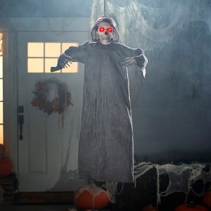 Morris Costumes 4 Ft. Hanging Gray Skeleton Reaper Halloween Decoration - 1 of 2