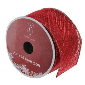 Northlight Red Metallic Christmas Wired Craft Ribbon 2.5" x 10 Yards