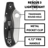 Spyderco Rescue 3 Folding Pocket Knife with 3.57" VG-10 Sheepfoot Blade | Get Extreme Cutting Power with the SpyderEdge | Secure Grip with FRN Handle - 4 of 4