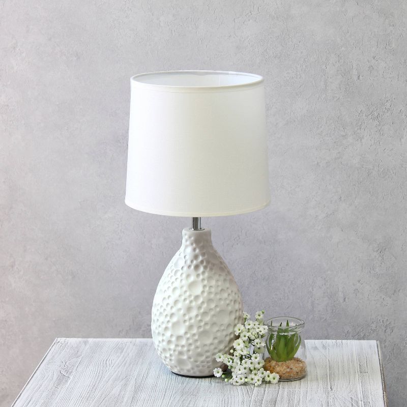 Textured Stucco Ceramic Oval Table Lamp - Simple Designs, 3 of 7