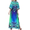 LA LEELA Women's Maxi Plus Size Long Slit Caftan Dresses One Size Sky Animal - 4 of 4