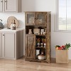 Tall Bathroom Cabinet, Freestanding Storage Cabinet with Glass Doors and Adjustable Shelves, 54" Modern Cupboard - 4 of 4