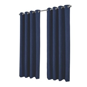 RT Designer Collection Cassi Shimmer Jacquard 2 Pack Grommet Curtain Panel Pair 36" x 84" Navy Blue - 1 of 4