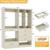 Besiost Set of 2 Freestanding Closet System with 4 Drawers, Walk-In Wardrobe Organizer with Hanging Rod, Beige Oak - 3 of 4