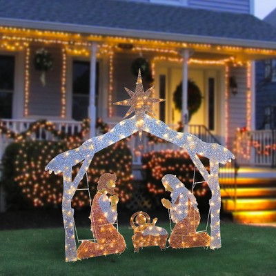 72" Pre-Lit Nativity Scene with Cool White LED Lights