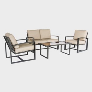 Leisure Made Jasper 4pc Aluminum Seating in Tan Fabric - 1 of 4