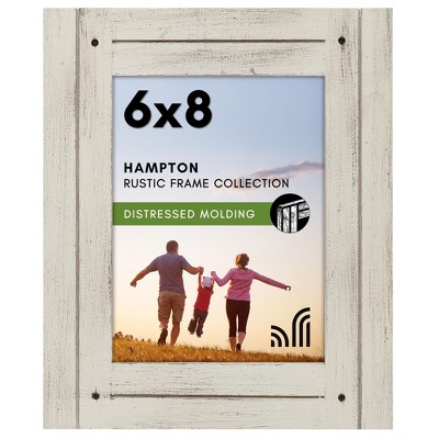 Americanflat 6x8 Picture Frame with Polished, Crystal Clear Glass - Hampton - Distressed Wood Picture Frames - Aspen White