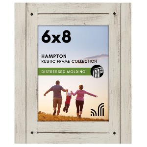 Americanflat 6x8 Picture Frame with Polished, Crystal Clear Glass - Hampton - Distressed Wood Picture Frames - Aspen White - 1 of 4