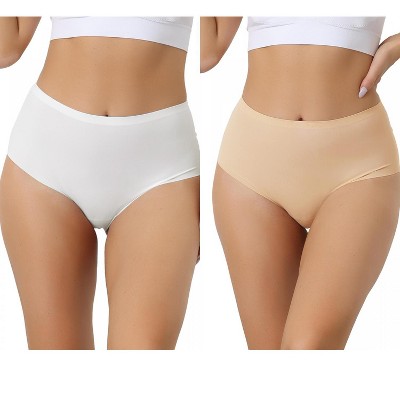 Allegra K Women's High Waisted Silky Breathable No Trace Hipster Stretch Briefs 2 Packs