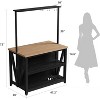 Homhougo Wooden Kitchen Island with Power Outlet & LED Lights, Large Kitchen Island Table with 3 Tier Microwave Stand Oven Shelf - 2 of 4