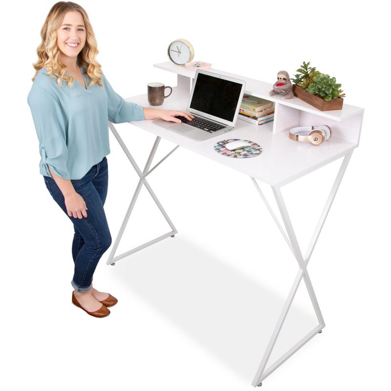 Joy Standing Desk – 48” Stand-up Workstation with Cubbies – White Finish – Stand Steady, 2 of 9