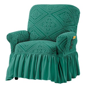 Collections Etc Ruffled Stretch Furniture Cover - 1 of 3