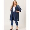 Agnes Orinda Women's Plus Size Lace Open Front 3/4 Sleeve Long Cardigans - 3 of 4