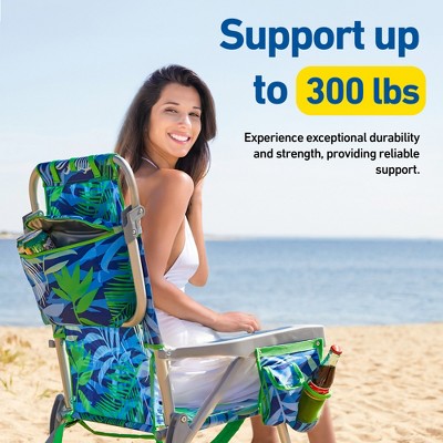 Turquoise Aqua Lightweight Foldable Beach Chair with Arms