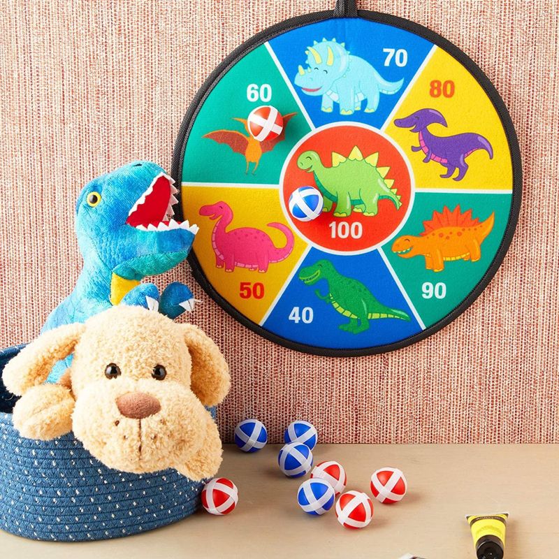 Blue Panda Kids Dart Board Game, Includes 10 Sticky Balls and Hook (14 In, 11 Pieces), 2 of 7