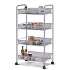 Costway 4 Tier Storage Rack Trolley Cart Home Kitchen Organizer Utility Baskets Silver - 4 of 4
