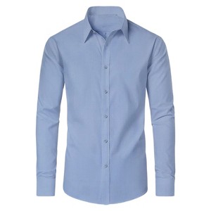 Galaxy By Harvic Men's Slim Fit  Long  Sleeve Stretch Printed Dress Shirts - 1 of 4