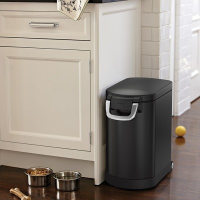 Medium Black Airtight Stainless Steel Pet Food Storage Container