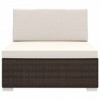 vidaXL Sectional Middle Seat - Outdoor Poly Rattan Furniture with Cushions - Brown - 3 of 4