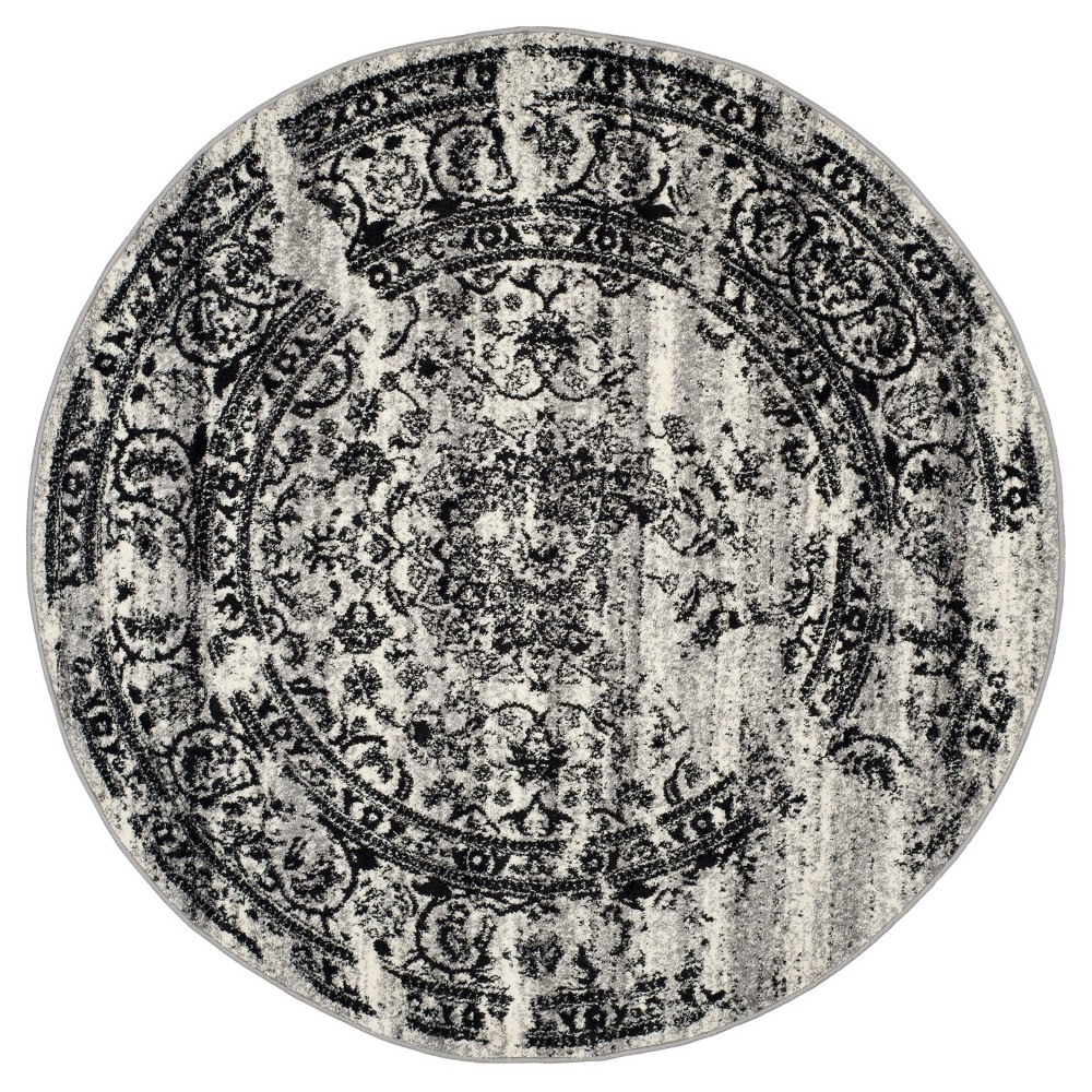 Addaneye Accent Rug - Silver/Black (4' Round) - Safavieh