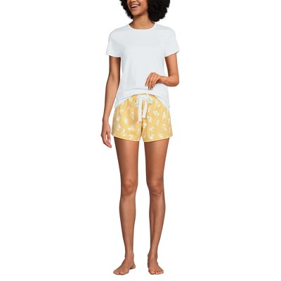Lands' End Women's Knit Pajama Short Set Short Sleeve T-Shirt and Shorts