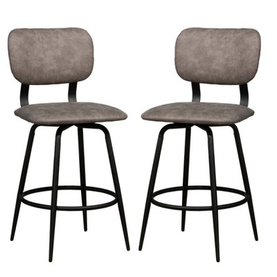 Set of 2 Retro Metal Upholstered Swivel Counter Height Barstool Light Gray - Hillsdale Furniture