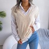 Women's Fall Casual Hollow Out Sweater Knitted Vest Summer V Neck Sleeveless Loose Shirt Solid Color Fashion Top Blouse - 4 of 4