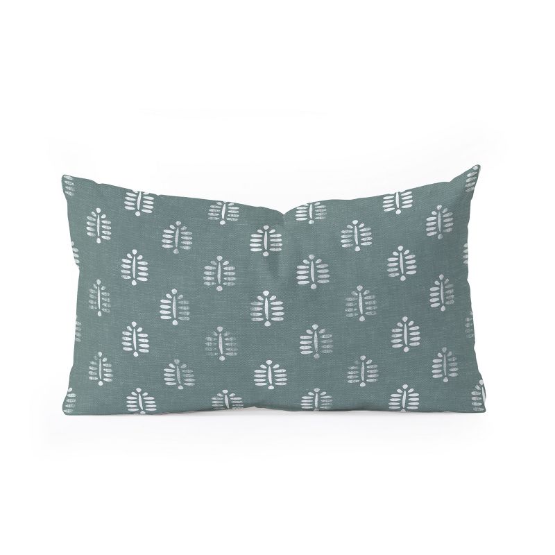 Little Arrow Design Co block print ferns teal Oblong Throw Pillow - Society6, 1 of 3