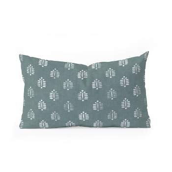 Little Arrow Design Co block print ferns teal Oblong Throw Pillow - Society6