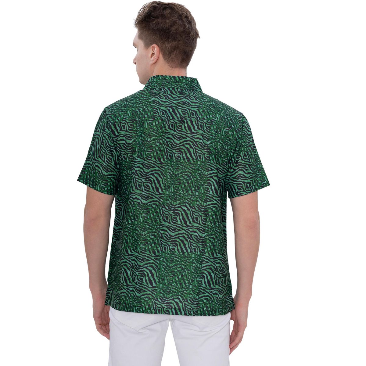 HAPPY BAY Men's Short Sleeve Button Down Shirts for Men XXL Animal Skin Green - thumbnail 2