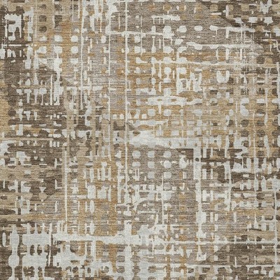 HomeRoots 3' X 5' Brown And Ivory Geometric Washable Indoor Outdoor Area Rug