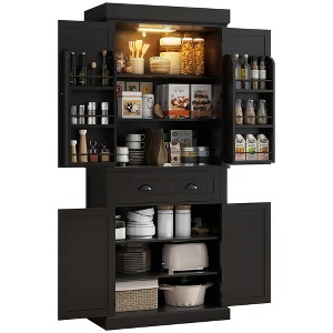 HOMCOM 71" LED Kitchen Pantry Cabinet, Tall Storage Cabinet with 6 Door Shelves, a Drawer and 4 Adjustable Shelves - 1 of 4