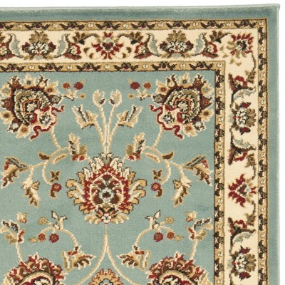 Lyndhurst Blue and Ivory Floral Border Runner Rug