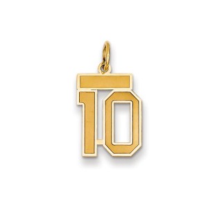 Black Bow Jewelry 14k Yellow Gold, Jersey Collection, Small Number 10 Pendant - 1 of 2