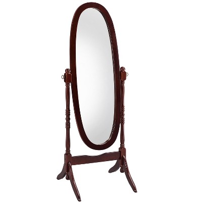 VYNXARIA 59" x20" Oval Full Length Mirrors ,Tall Standing Wooden Floor Mirror For Living Room Bedroom,Cherry