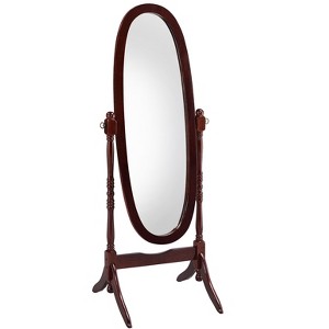 VYNXARIA 59" x20" Oval Full Length Mirrors ,Tall Standing Wooden Floor Mirror For Living Room Bedroom,Cherry - 1 of 4