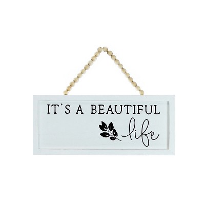 VIP Wood 14 in. White Its a Beautiful Life Hanging Sign