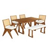 6-Piece Dining Set for 6,Rectangular Extendable Dining Table with Wicker Back Chairs and Long Bench for Dining Room,Farmhouse-Tanpinhause - 2 of 4
