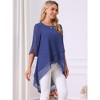 INSPIRE CHIC Women's High Low Hem Scoop Neck Asymmetrical 3/4 Sleeve Summer Top - 2 of 4