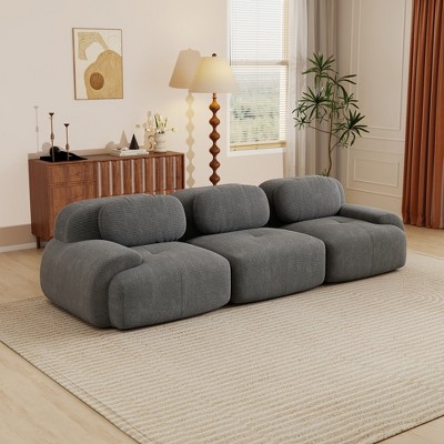 Aukfa Modular Corduroy Sectional Sofa with Ergonomic Support - Pet Friendly, Easy Assembly, Non-Slip Base Design